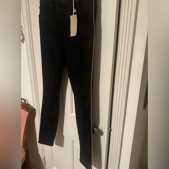 Madewell skinny black jean w/gold trim sz 28 tall - Picture 4 of 6